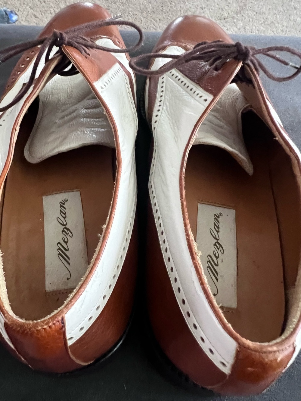 Mezlan Spectator Wingtip Oxfords Men’s US 12 Brown White Leather/Spain - Picture 11 of 16